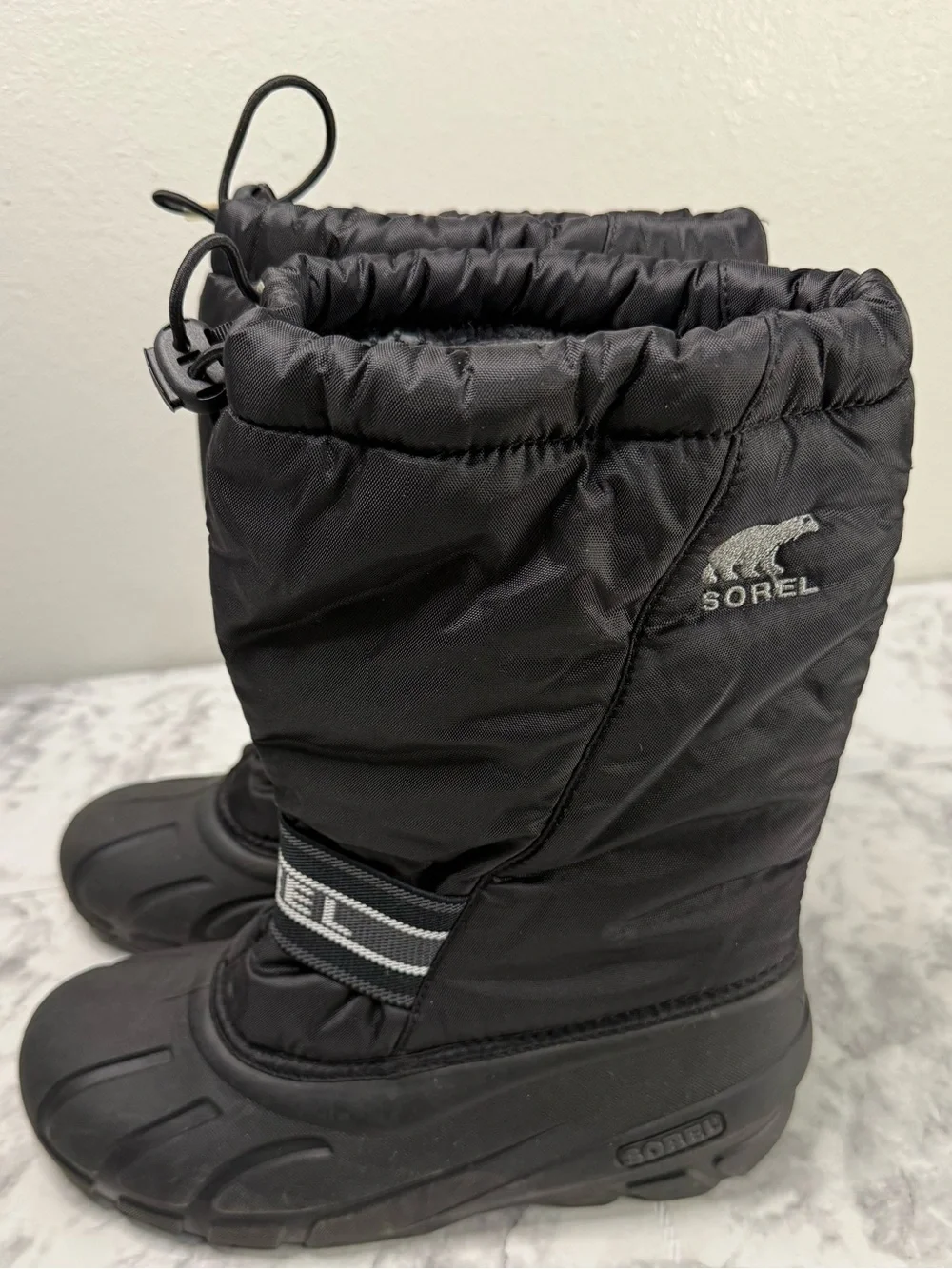 Sorel Unisex Insulated Waterproof Belted Mid Calf Snow Boots Black Size 7
